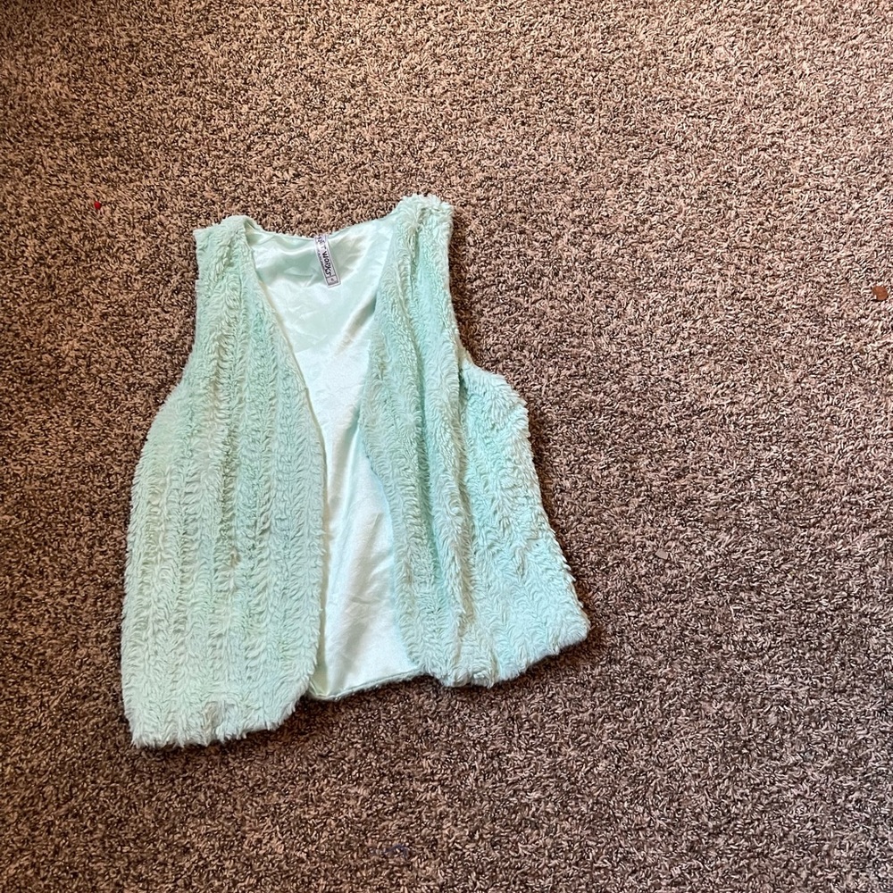 Girls size large long sleeve hoodie, size 10 pants and vest